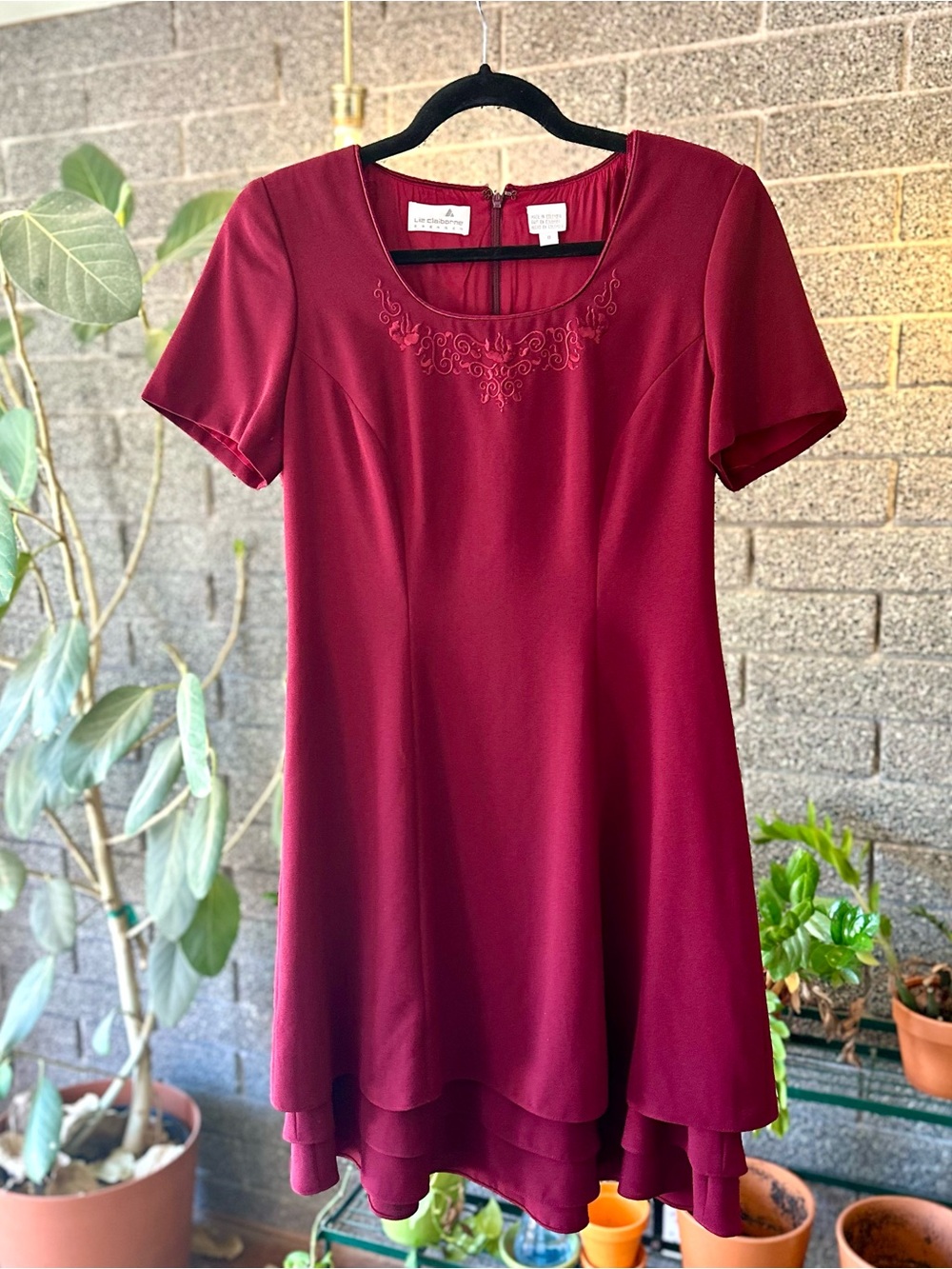 Vintage 90s Liz Claiborne Short Sleeved Tiered Dress